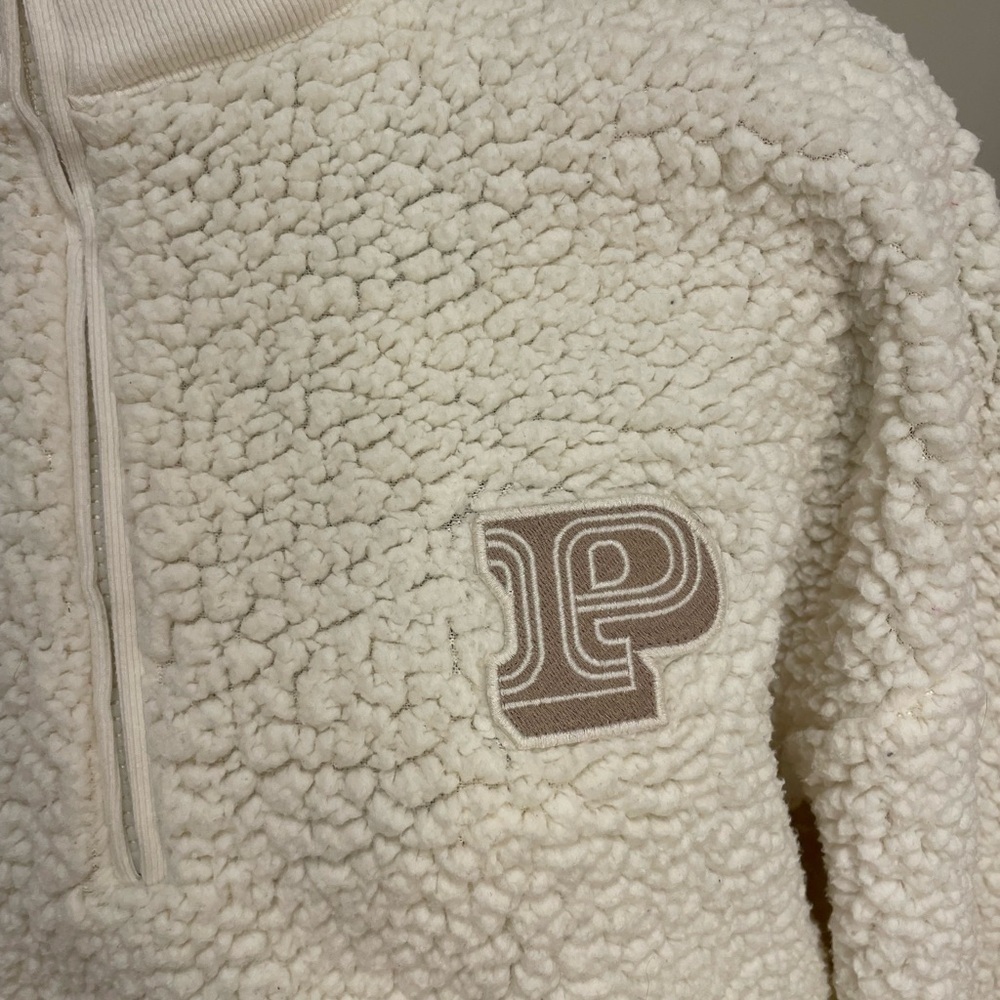 Cream Sherpa Quarter-Zip Pullover Pink Brand - Picture 8 of 13
